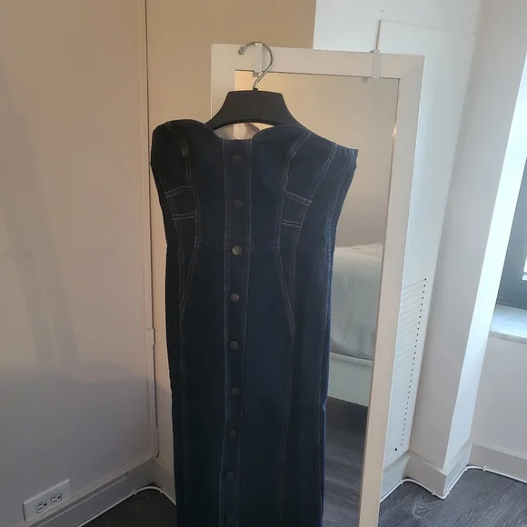 Veronica Beard Dark Blue Strapless Denim Dress - Picture 3 of 4